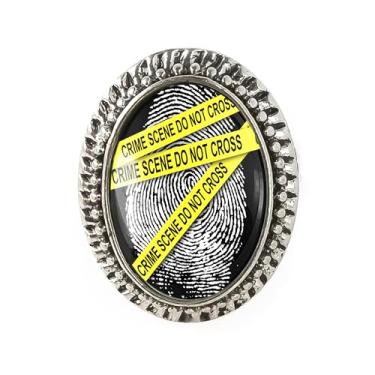 Imagem de Anel CSI - Crime Verdadeiro, Cena do Crime, Pulseira Ajustável de Prata Antiga ou Bronze, Joias Artesanais de Fantasia Oval - 146, Adjustable, Metal, Sem pedra preciosa