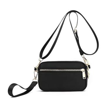 Imagem de Bolsa tiracolo pequena feminina leve de nylon para celular carteira de viagem, Preto, Small, Bolsa transversal pequena para mulheres