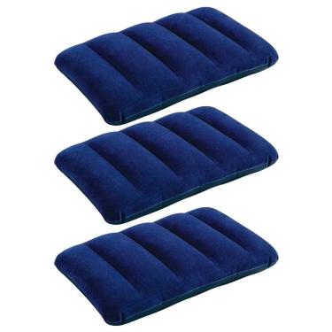 Imagem de Kit 3 Travesseiros Inflável Intex Camping Viagem Cama Colchão Praia