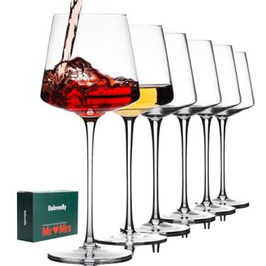 Imagem de Conjunto de 6 taças de vinho, conjunto de taças de vinho tinto, taças de vinho de haste longa, aro fino, (525 g, 6 pacotes), presentes de casamento para noiva e noivo, presentes para chá de panela,