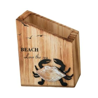 Imagem de DimyFew Porta-canetas de Madeira, Lindo Item de Decoração, Organizador para Pincéis de Maquiagem, Porta-canetas para Pincéis, 8cm x 6cm x 10cm