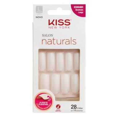 Imagem de Unhas Postiças Kiss NY - Salon Natural Longo Quadrado, 1 Un