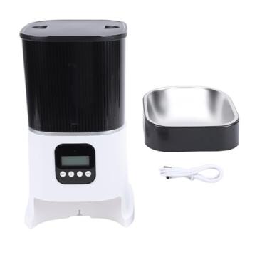 Imagem de Zerodis Alimentador Automático para Gatos, Dispensador Automático de Comida para Gatos, Recarregável, Operado por Bateria, Capacidade de 6L, Display LCD, Botões, Controle, Alimentador