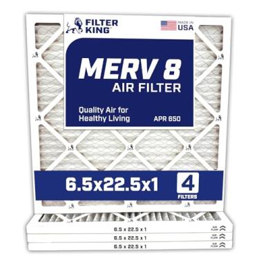 Imagem de Filter King Filtro de ar 6,5 x 22,5 x 1 | Pacote com 4 | Filtros de forno A/C plissados MERV 8 HVAC | Feito nos EUA | Tamanho real: 16,5 x 22,5 x 1,90 cm