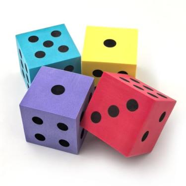Imagem de Deke Home Dados De Pontos De Espuma, Grandes, 4 Unidades/Pacote. Quadrado, Cores Sortidas – Ótimo Para Jogar – Para Crianças, Meninos E Meninas, Lembrancinhas, Recheios De Bolsas, Diversão, Brinquedo,