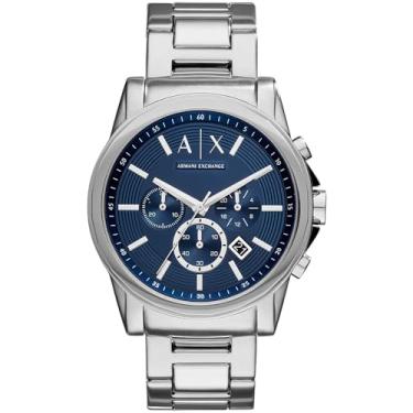 Imagem de Relógio AX prata azul masculino AX2509B1 D1SX