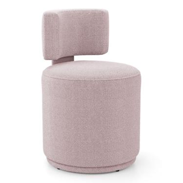 Imagem de Puff Decorativo Orgânico Living Melis Minimalista Bouclê Rosê - Desk Design