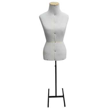 Imagem de Busto Manequim feminino Costura com Pedestal H (Branco c/ Pedestal Preto,36)
