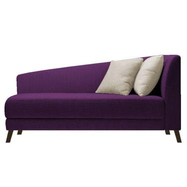 Imagem de Recamier Heitor 140cm Com Almofada Lado Esquerdo Suede Cor Roxo/bege