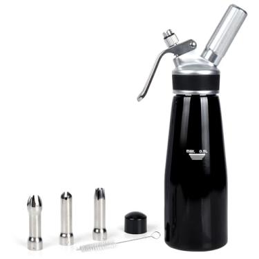 Imagem de VIGIND Dispensador de chantilly de 500 ml com corpo e cabeça de alumínio resistente, máquina de creme com 3 bocais decorativos, resistente a vazamentos, use carregadores N2O padrão de 8 gramas (não incluídos)