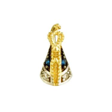 Imagem de Pingente Ouro 18k Santa Nossa Senhora Aparecida Padroeira 9mm P178 - 7