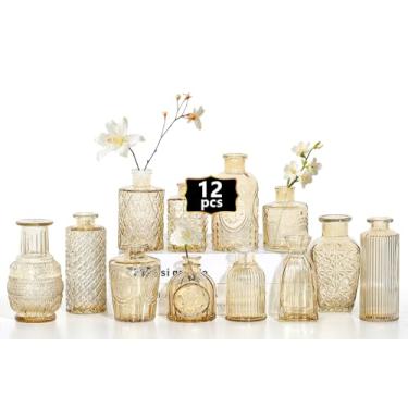 Imagem de Sawoake Mini vasos de botão como centro de mesa de casamento, vasos de flores transparentes para flores, pequenos vasos de flores adequados para festa de aniversário, recepção de casamento, chá de