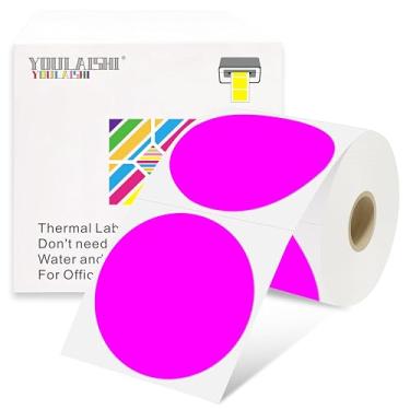 Imagem de YOULAISHI Etiquetas redondas de codificação de cores de 7 x 7 cm, etiquetas térmicas circulares, imprimíveis, à prova d'água, 500 peças, adesivos redondos para escritório, garagem, adesivos DIY