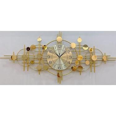 Imagem de Murale Gigante 100cm, Pêndulo Murale Metal Motor Relógio Numérico De Parede Para O Salão Criativo Criativo Silent Wall Clock Decoration Interieur, Gold, 110 * 53cm