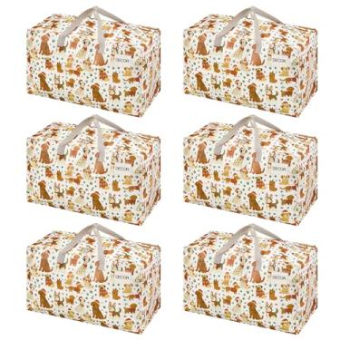 Imagem de VENO Pacote com 6 sacos de mudança e grandes caixas de armazenamento de decoração de Natal com tampas. Alternativa a caixas de mudança, suprimentos de embalagem para faculdade. Bolsas resistentes