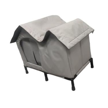 Imagem de MFMEXUL Casinha para Gatos de Exterior, Elevada, Isolada, Impermeável, à Prova de Vento, Abrigo para Pátio, Jardim E, L