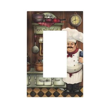Imagem de JDAKHD Capa decorativa retrô de desenho animado Fat Chef Cook Vintage Medieval 1 Gang Rocker Light Switch Cover Dispositivo Único Gfci Receptáculo Placa de Parede Cozinha