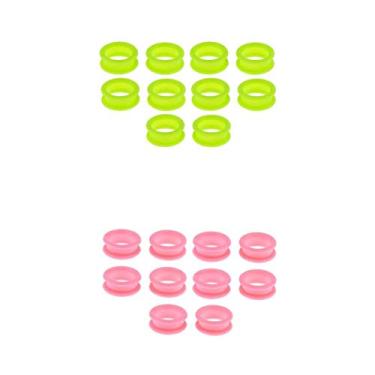 Imagem de barenx 20 peças de inserções de dedo para tesouras de barbeiro verde/rosa