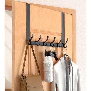 Imagem de CHAUNCEY HOME Ganchos longos sobre a porta com braços de 40 cm para facilitar o acesso por cabide de porta mais curto, resistente para casaco, F16U, serve para portas padrão de 3,8 cm, toalheiro para