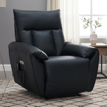 Imagem de Poltrona do Papai Reclinável Elétrica com Massagem e Aquecimento Velutti L07 Couríssimo Preto - Lyam