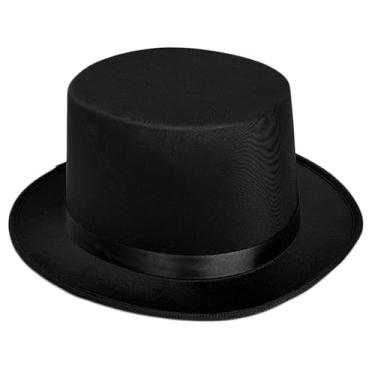 Imagem de Velorique Top Hat for Men Women Adult, Magician Victorian Pilgrim Theatrical Clown Bowler Tailcoat, Cosplay Costume for Halloween, Mardi Gras, Masquerade (Black)