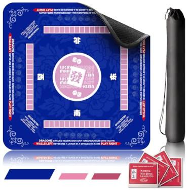 Imagem de Neoprene Mahjong Mat for Table - Board Game Poker Table Mat, Slip Noise Reduction Gaming Mat, American Mahjong Mat with Rules, Game Mat for Mahjong/Poker/Board Games/Card Games/Dominoes (Navy Blue)