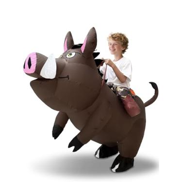 Imagem de kengvo Fantasia inflável de javali selvagem de Halloween para crianças, fantasias engraçadas para meninos e meninas montando javali animais, fantasia de cavaleiro de Halloween cosplay suprimentos de