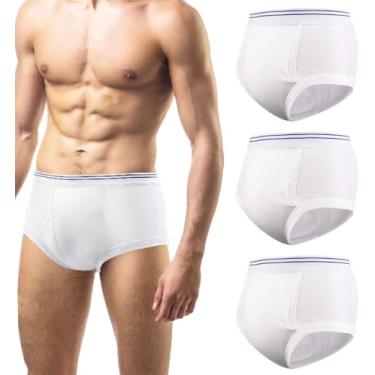Imagem de Cueca masculina para incontinência urinária, lavável, reutilizável, cueca boxer para incontinência urinária, Branco - 3 peças, M