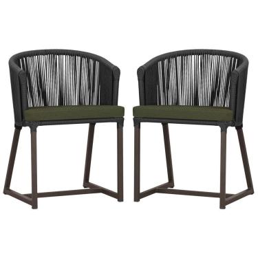 Imagem de 2 Cadeiras De Jantar Noronha Marrom Corda Náutica E13 Trama Preto