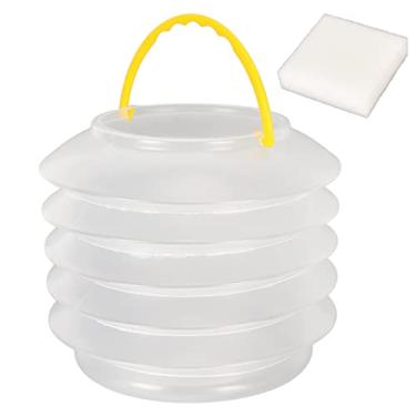 Imagem de Arruela de pincel dobrável transparente tipo mola reutilizável balde de pintura em aquarela com esponja para esboços e pinturas ao ar livre