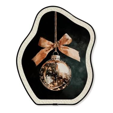 Imagem de Enfeites de Natal, arte de parede com moldura de metal, decoração divertida única, decoração oval curva engraçada para pendurar na parede ou mesa, escada, corredor, quarto, sala de estar, aniversário