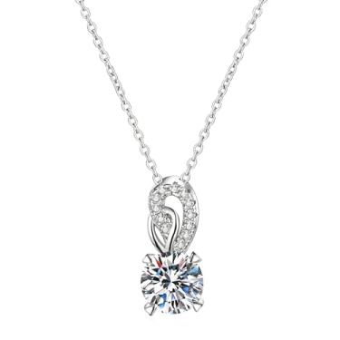 Imagem de Kairosia Colar feminino de zircônia cúbica com pingente de imitação de diamante, corrente com pingente moderno, joia feminina, presente de aniversário, leve, design luxuoso