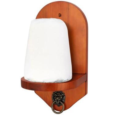 Imagem de Suporte de giz de cone de piscina de madeira, anel de leão, suporte de giz de bilhar montado na parede, estrutura de MDF e pinho com parafusos para fácil configuração