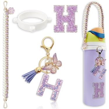 Imagem de Acessórios de letras para garrafas de água Owala – 680 g 947 g 1,134 g, com lindo pingente inicial e alça de alça, compatível com Free Sip, copo de café, Owala Kids, Sway, Stanley Cup Accessories