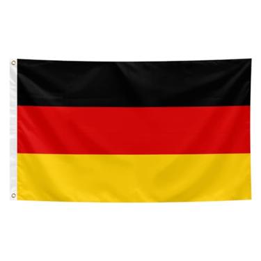 Imagem de Bandeira alemã de 9 x 1,5 m, bandeiras nacionais da Alemanha poliéster com ilhós de latão, cores vivas, para eventos, festas, rua, decoração interna e externa