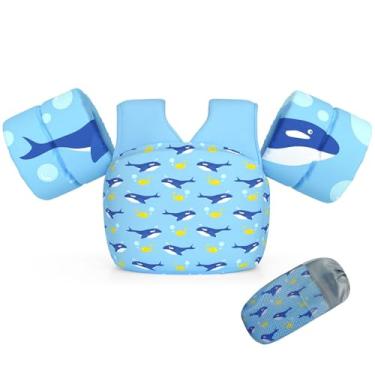 Imagem de DOOHALO Boia de natação infantil para crianças de 12,7 a 31,8 kg. Colete flutuante de ombro e braço adequado para meninos e meninas de 2 a 8 anos