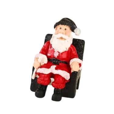 Imagem de Esquirla Estatueta de Papai Noel em Resina, Lembrancinha de Festa, Artesanato, Decoração de Natal, Figura para Estante, Mesa, Escritório, Infantil, Postura Sentada
