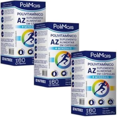 Imagem de Kit com 3 Polimais Polivitaminico Az + Minerais 60Cps - Nutriex Suplementos