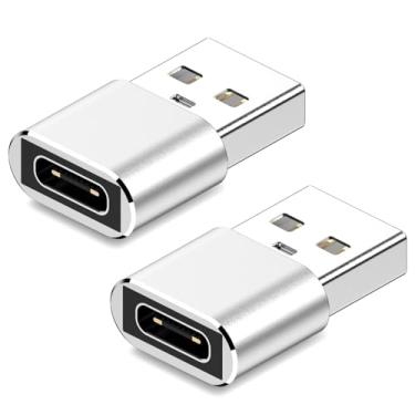 Imagem de Adaptador USB para USB C, conversor de cabo carregador USB C fêmea para USB macho, compatível com iPhone 15/14/13, para Apple Watch 9/Ultra 2 (2, prata)