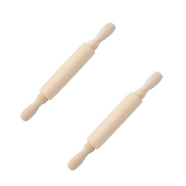 Imagem de 2 peças de mini rolo de massa de madeira para pastelaria de fondant, artesanato de pizza e brincadeiras imaginativas para presentes de Natal, mini pinos de cozinha e jantar (15 cm)