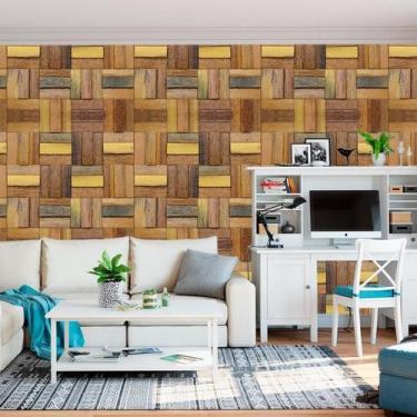 Imagem de Papel De Parede Madeira Tacos Coloridos Autocolante Sala - LRP