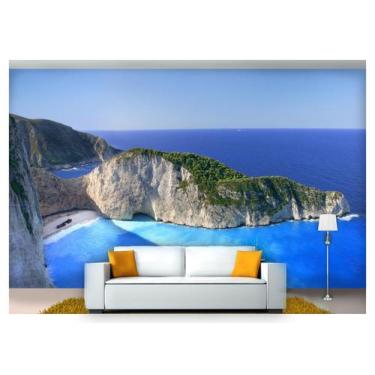 Imagem de Papel De Parede Praia Mar Costa Grécia Céu 3D  Npr184 - Você Decora