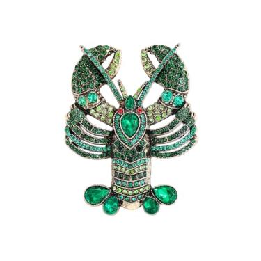 Imagem de Broche de strass lagosta dourado broches de lapela vintage bonito cristal brilhante lagosta oceano broche broche para vestido de terno joias da moda para férias de verão praia melhor amiga dela