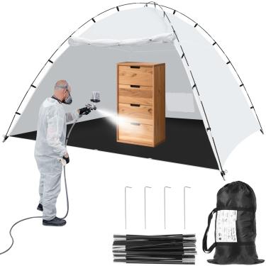 Imagem de Barraca de pintura portátil de 3 x 3 x 1,9 m, barraca de tinta spray profissional maior, com paredes e ganchos de malha de piso embutidos, abrigo de tinta spray para móveis, artesanato e pintura DIY
