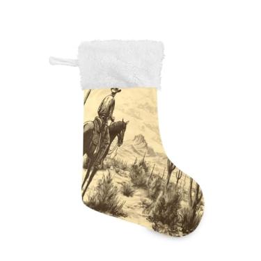 Imagem de Blueangle Pacote com 2 meias de Natal para meninos de vaca ocidental de 17,7 polegadas para decorações de festas de fim de ano, suportes de presente e meias (78)