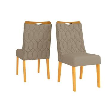 Imagem de Kit 2 Cadeiras De Cozinha Bia Cedro-linho Bege - Dj Móveis