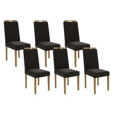 Imagem de Kit 6 Cadeiras De Cozinha 2cad152ea 6 Un Eucalipto-suede Preto A038 - Kappesberg