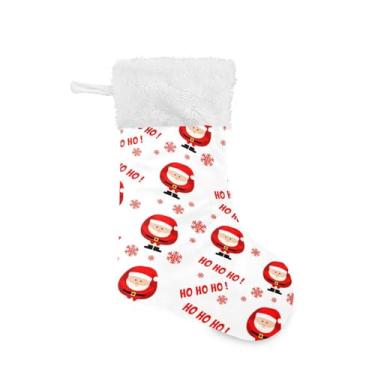 Imagem de GakkiGii Meia grande de Natal com Papai Noel e flocos de neve, decoração de Natal suspensa para parede de árvore de lareira, 45 x 31 cm