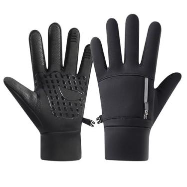 Imagem de Luvas de inverno masculinas com tela sensível ao toque térmica, resistente à água, à prova de vento, antiderrapante, palma, quente, para corrida, ciclismo, caminhada, corrida