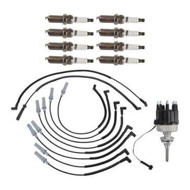 Imagem de TRQ Kit de ignição Distribuidor Conjunto de fios de velas de ignição compatível com Dodge B1500 1996-1997 B2500 B3500 Dakota Ram 1500 Ram 2500 Ram 3500